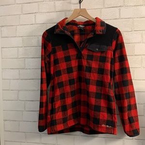 Eddie Bauer Buffalo plaid fleece snap up checkered jacket women’s size small (S)